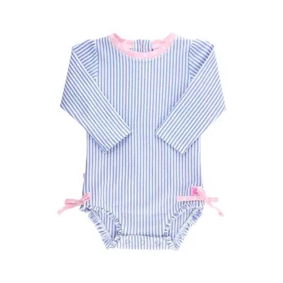 Rufflebutts Pink Ruffle Swimsuit 3-6 months seeksucker bathing suit - Picture 1 of 10
